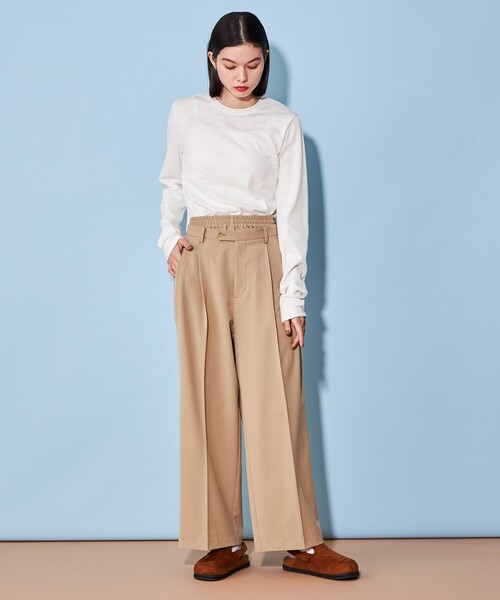 CITEN(シテン)の「<CITEN>エッセンシャル スラブ リブ Tシャツ(Tシャツ/カットソー・レディース・オフホワイト/ライトブルー/ブラック・FREE)」の11枚目の写真