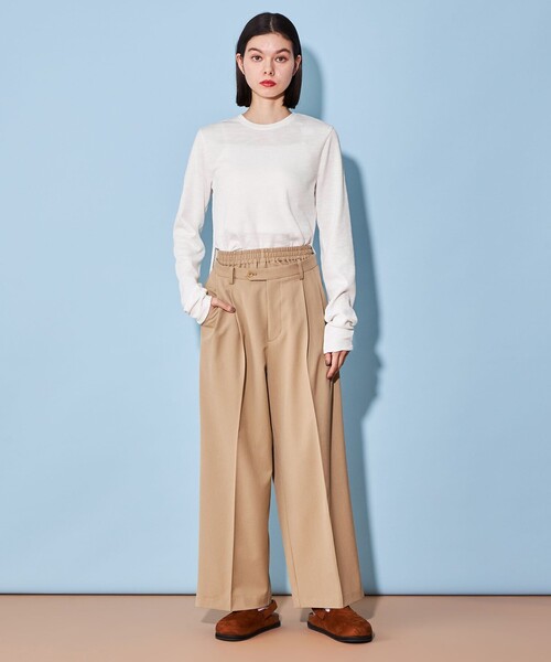 CITEN(シテン)の「<CITEN>エッセンシャル スラブ リブ Tシャツ(Tシャツ/カットソー・レディース・オフホワイト/ライトブルー/ブラック・FREE)」の12枚目の写真