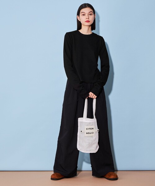 CITEN(シテン)の「<CITEN>エッセンシャル スラブ リブ Tシャツ(Tシャツ/カットソー・レディース・オフホワイト/ライトブルー/ブラック・FREE)」の14枚目の写真
