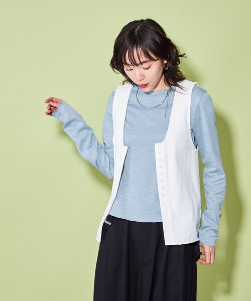 ★新品未使用★Liten リテン　バブルスリーブＴシャツ　ホワイト Liten リテンバブルスリーブTシャツホワイト