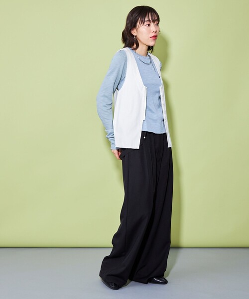 CITEN(シテン)の「<CITEN>エッセンシャル スラブ リブ Tシャツ(Tシャツ/カットソー・レディース・オフホワイト/ライトブルー/ブラック・FREE)」の16枚目の写真