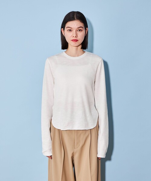 CITEN(シテン)の「<CITEN>エッセンシャル スラブ リブ Tシャツ(Tシャツ/カットソー・レディース・オフホワイト/ライトブルー/ブラック・FREE)」の18枚目の写真