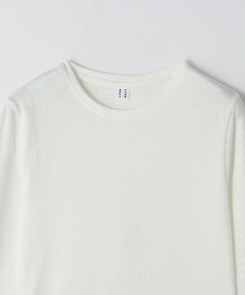 CITEN(シテン)の「<CITEN>エッセンシャル スラブ リブ Tシャツ(Tシャツ/カットソー・レディース・オフホワイト/ライトブルー/ブラック・FREE)」の5枚目の写真