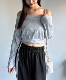 Silly（シリー）の「【韓国ファッション春コーデに】2wayクロップドオフショルスウェット（スウェット）」