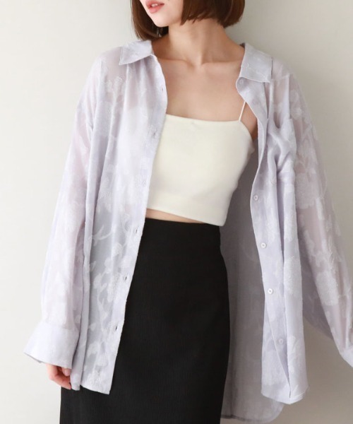 archives（アルシーヴ）の「シアージャガードシャツ（シャツ/ブラウス・レディース・アイボリー/ブラック/ブルーグレー/ミント・MEDIUM）」の4枚目の写真