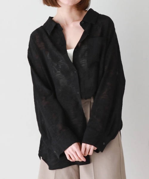 archives（アルシーヴ）の「シアージャガードシャツ（シャツ/ブラウス・レディース・アイボリー/ブラック/ブルーグレー/ミント・MEDIUM）」の3枚目の写真