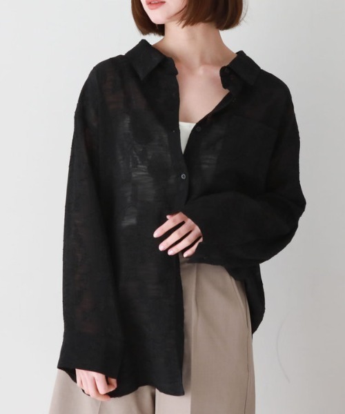 archives（アルシーヴ）の「シアージャガードシャツ（シャツ/ブラウス・レディース・アイボリー/ブラック/ブルーグレー/ミント・MEDIUM）」の10枚目の写真