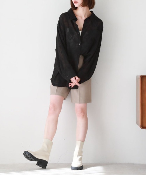 archives（アルシーヴ）の「シアージャガードシャツ（シャツ/ブラウス・レディース・アイボリー/ブラック/ブルーグレー/ミント・MEDIUM）」の13枚目の写真