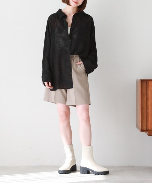 archives（アルシーヴ）の「シアージャガードシャツ（シャツ/ブラウス・レディース・アイボリー/ブラック/ブルーグレー/ミント・MEDIUM）」の15枚目の写真