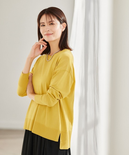 Elura(エルーラ)の「通勤ハイゲージプルオーバー/991777(ニット/セーター・レディース・ライトブルー/ライトイエロー/ネイビー・LARGE/MEDIUM)」の1枚目の写真