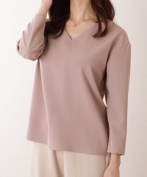 Lace Ladies(レースレディース)の「Vネック センターライン 長袖 ボリューム袖 プルオーバー(シャツ/ブラウス・レディース・ネイビー/アイボリー/ブラック/ピンク・S/FREE)」の14枚目の写真