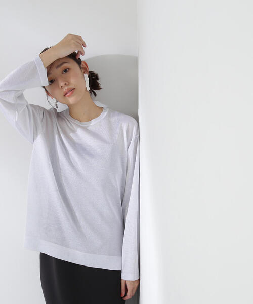 NATURAL BEAUTY BASIC（ナチュラルビューティーベーシック）の「◇ルーズシアーニットプルオーバー（ニット/セーター・レディース・グレー/ブラック/ピンク・FREE）」の14枚目の写真