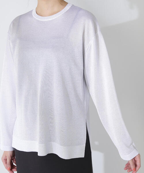 NATURAL BEAUTY BASIC（ナチュラルビューティーベーシック）の「◇ルーズシアーニットプルオーバー（ニット/セーター・レディース・グレー/ブラック/ピンク・FREE）」の11枚目の写真