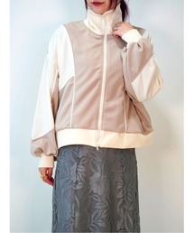 配色切替ダブルZIPジャージブルゾン