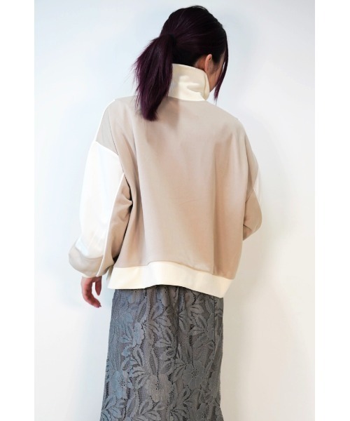 CECIL McBEE（セシルマクビー）の「配色切替ダブルZIPジャージブルゾン（ブルゾン・レディース・ライトベージュ/ネイビー/ブラック・MEDIUM/LARGE）」の7枚目の写真