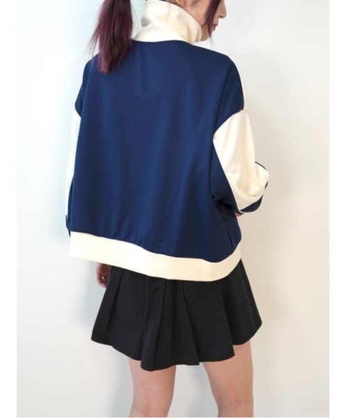 CECIL McBEE（セシルマクビー）の「配色切替ダブルZIPジャージブルゾン（ブルゾン・レディース・ライトベージュ/ネイビー/ブラック・MEDIUM/LARGE）」の11枚目の写真