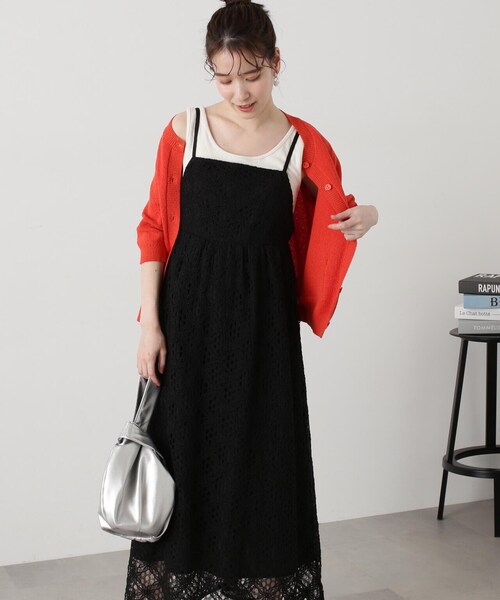 N.（N. Natural Beauty Basic）（エヌエヌナチュラルビューティーベーシック）の「◆コットンコードレースキャミワンピース（ワンピース・レディース・オフホワイト/ブラック・MEDIUM）」の6枚目の写真