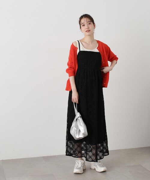 N.（N. Natural Beauty Basic）（エヌエヌナチュラルビューティーベーシック）の「◆コットンコードレースキャミワンピース（ワンピース・レディース・オフホワイト/ブラック・MEDIUM）」の7枚目の写真