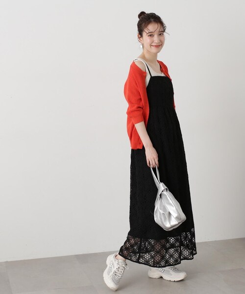 N.（N. Natural Beauty Basic）（エヌエヌナチュラルビューティーベーシック）の「◆コットンコードレースキャミワンピース（ワンピース・レディース・オフホワイト/ブラック・MEDIUM）」の8枚目の写真