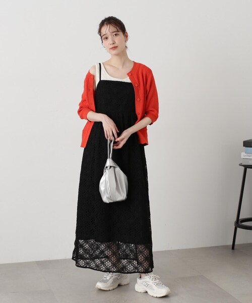 N.（N. Natural Beauty Basic）（エヌエヌナチュラルビューティーベーシック）の「◆コットンコードレースキャミワンピース（ワンピース・レディース・オフホワイト/ブラック・MEDIUM）」の9枚目の写真