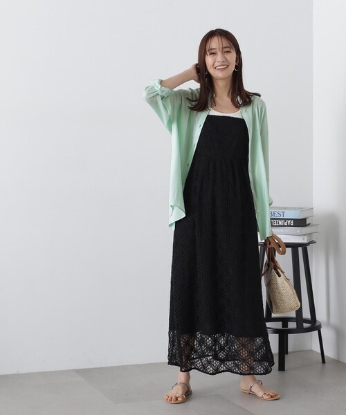 N.（N. Natural Beauty Basic）（エヌエヌナチュラルビューティーベーシック）の「◆コットンコードレースキャミワンピース（ワンピース・レディース・オフホワイト/ブラック・MEDIUM）」の11枚目の写真