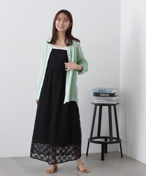 N.（N. Natural Beauty Basic）（エヌエヌナチュラルビューティーベーシック）の「◆コットンコードレースキャミワンピース（ワンピース・レディース・オフホワイト/ブラック・MEDIUM）」の12枚目の写真