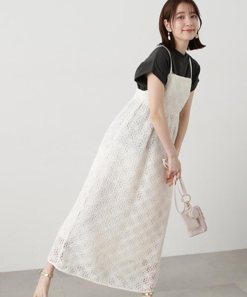 N.（N. Natural Beauty Basic）（エヌエヌナチュラルビューティーベーシック）の「◆コットンコードレースキャミワンピース（ワンピース・レディース・オフホワイト/ブラック・MEDIUM）」の14枚目の写真