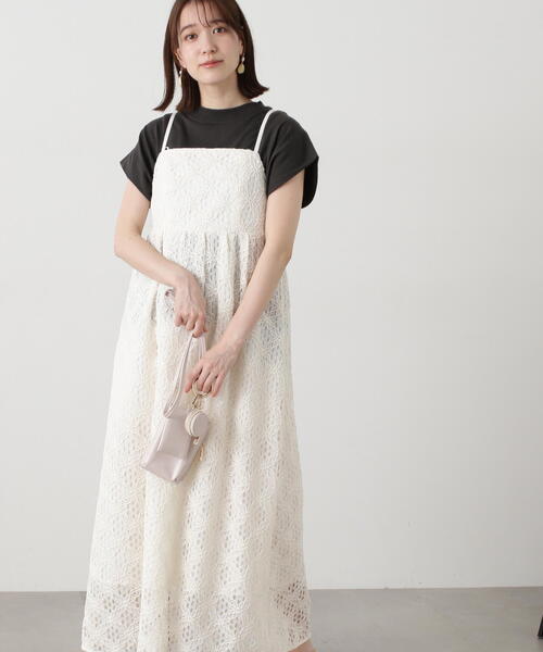 N.（N. Natural Beauty Basic）（エヌエヌナチュラルビューティーベーシック）の「◆コットンコードレースキャミワンピース（ワンピース・レディース・オフホワイト/ブラック・MEDIUM）」の15枚目の写真