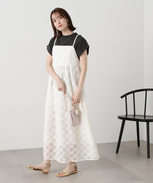 N.（N. Natural Beauty Basic）（エヌエヌナチュラルビューティーベーシック）の「◆コットンコードレースキャミワンピース（ワンピース・レディース・オフホワイト/ブラック・MEDIUM）」の17枚目の写真