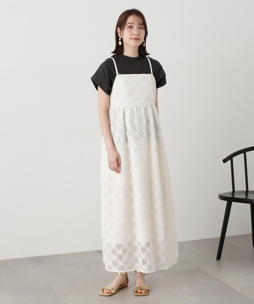 N.（N. Natural Beauty Basic）（エヌエヌナチュラルビューティーベーシック）の「◆コットンコードレースキャミワンピース（ワンピース・レディース・オフホワイト/ブラック・MEDIUM）」の20枚目の写真