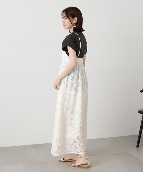 N.（N. Natural Beauty Basic）（エヌエヌナチュラルビューティーベーシック）の「◆コットンコードレースキャミワンピース（ワンピース・レディース・オフホワイト/ブラック・MEDIUM）」の21枚目の写真