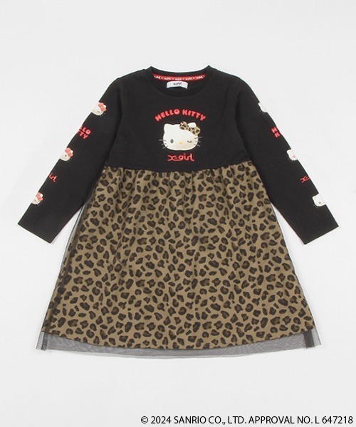 X-girl Stages（エックスガールステージス）の「【ハローキティ】ヒョウガラチュール長袖ワンピース（ワンピース・キッズ・オフホワイト/ブラック・90cm/100cm/110cm/120cm/130cm/140cm）」の2枚目の写真
