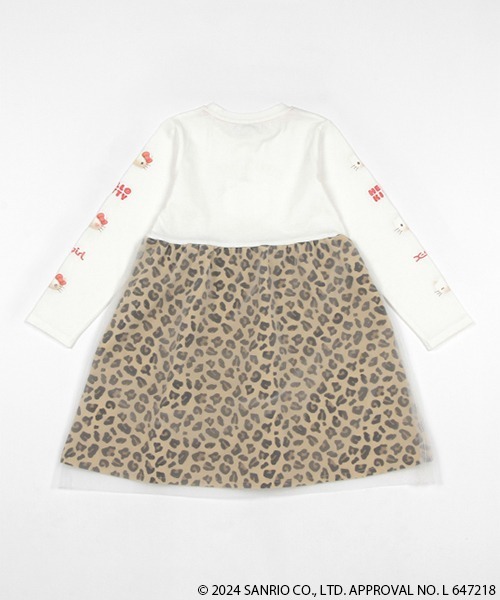 X-girl Stages（エックスガールステージス）の「【ハローキティ】ヒョウガラチュール長袖ワンピース（ワンピース・キッズ・オフホワイト/ブラック・90cm/100cm/110cm/120cm/130cm/140cm）」の4枚目の写真