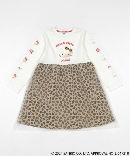 X-girl Stages（エックスガールステージス）の「【ハローキティ】ヒョウガラチュール長袖ワンピース（ワンピース・キッズ・オフホワイト/ブラック・90cm/100cm/110cm/120cm/130cm/140cm）」の14枚目の写真