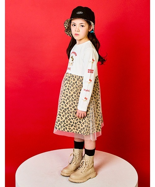 X-girl Stages（エックスガールステージス）の「【ハローキティ】ヒョウガラチュール長袖ワンピース（ワンピース・キッズ・オフホワイト/ブラック・90cm/100cm/110cm/120cm/130cm/140cm）」の13枚目の写真