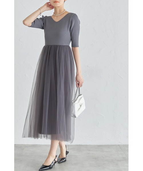 MARCHESA NOTTE チュール ワンピース ひだ入り スパンコール付 MARCHESA NOTTE チュール ワンピース ひだ入り スパンコール付
