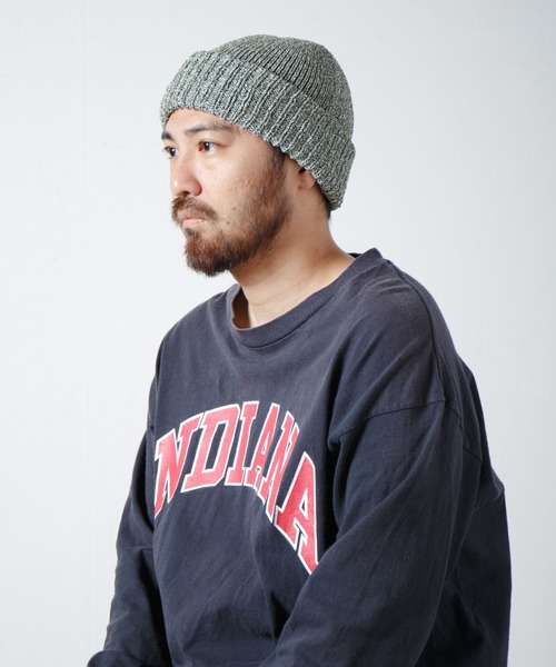 RACAL（ラカル）の「Japanese Paper Blend Melange Knit Beanie / 和紙混紡メランジニットビーニー（ニットキャップ/ビーニー・メンズ・マスタード/ブルー/グリーン/ブラウン/レッド/ブラック・FREE）」の3枚目の写真
