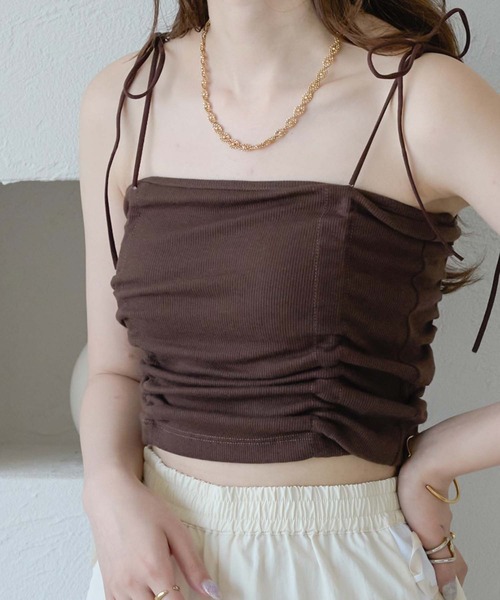 Ambre Neige(アンブルネージュ)の「multi way drawstring camisole / マルチウェイドロストカップ付きキャミソール(キャミソール・レディース・アイボリー/ブラック/オフホワイト/ダークブラウン/ライトブルー/ライトグレー・FREE)」の5枚目の写真