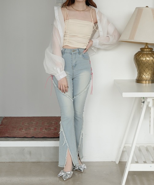 Ambre Neige(アンブルネージュ)の「multi way drawstring camisole / マルチウェイドロストカップ付きキャミソール(キャミソール・レディース・アイボリー/ブラック/オフホワイト/ダークブラウン/ライトブルー/ライトグレー・FREE)」の9枚目の写真