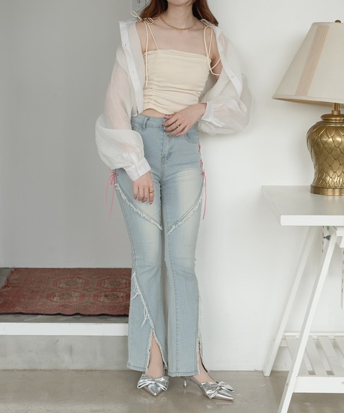 Ambre Neige(アンブルネージュ)の「multi way drawstring camisole / マルチウェイドロストカップ付きキャミソール(キャミソール・レディース・アイボリー/ブラック/オフホワイト/ダークブラウン/ライトブルー/ライトグレー・FREE)」の10枚目の写真