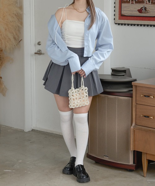Ambre Neige(アンブルネージュ)の「multi way drawstring camisole / マルチウェイドロストカップ付きキャミソール(キャミソール・レディース・アイボリー/ブラック/オフホワイト/ダークブラウン/ライトブルー/ライトグレー・FREE)」の17枚目の写真