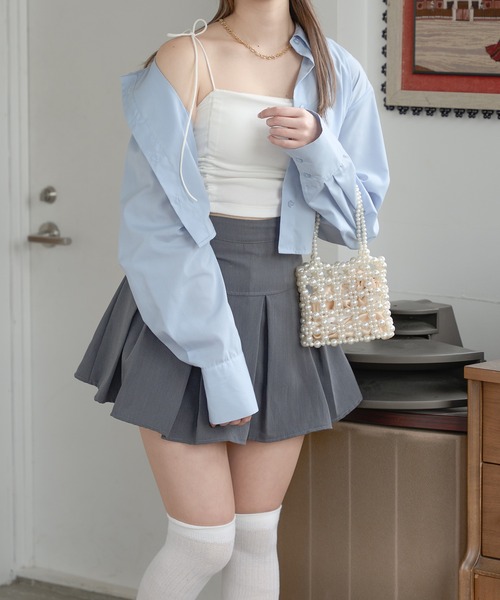 Ambre Neige(アンブルネージュ)の「multi way drawstring camisole / マルチウェイドロストカップ付きキャミソール(キャミソール・レディース・アイボリー/ブラック/オフホワイト/ダークブラウン/ライトブルー/ライトグレー・FREE)」の14枚目の写真