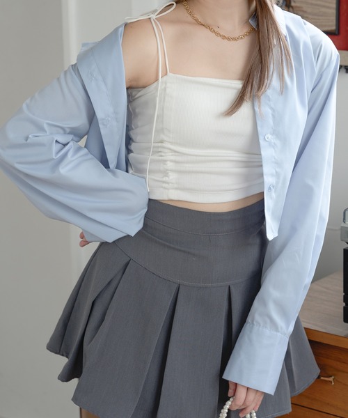 Ambre Neige(アンブルネージュ)の「multi way drawstring camisole / マルチウェイドロストカップ付きキャミソール(キャミソール・レディース・アイボリー/ブラック/オフホワイト/ダークブラウン/ライトブルー/ライトグレー・FREE)」の18枚目の写真