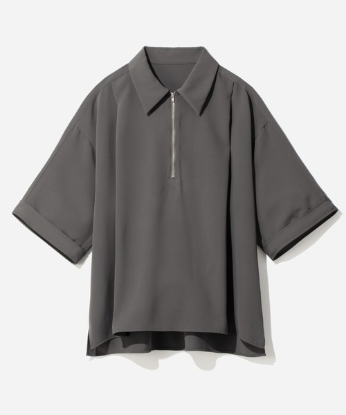 HARE（ハレ）の「【SET UP対応】DABOルーズハーフZIPシャツ(HARE)（シャツ/ブラウス・メンズ・グレー/ホワイト/ブラック/ブラウン/レッド系その他・SMALL/MEDIUM）」の4枚目の写真