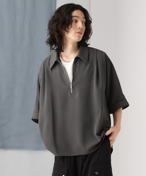 HARE（ハレ）の「【SET UP対応】DABOルーズハーフZIPシャツ(HARE)（シャツ/ブラウス・メンズ・グレー/ホワイト/ブラック/ブラウン/レッド系その他・SMALL/MEDIUM）」の15枚目の写真