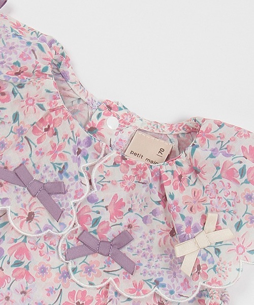 petit main（プティマイン）の「リボンチュニックセットアップ（アンサンブル・キッズ・オフホワイト/ライトピンク/クリーム・70cm/80ｃｍ）」の7枚目の写真