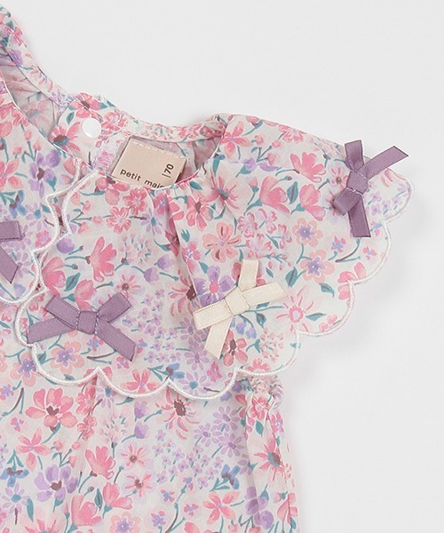 petit main（プティマイン）の「リボンチュニックセットアップ（アンサンブル・キッズ・オフホワイト/ライトピンク/クリーム・70cm/80ｃｍ）」の8枚目の写真