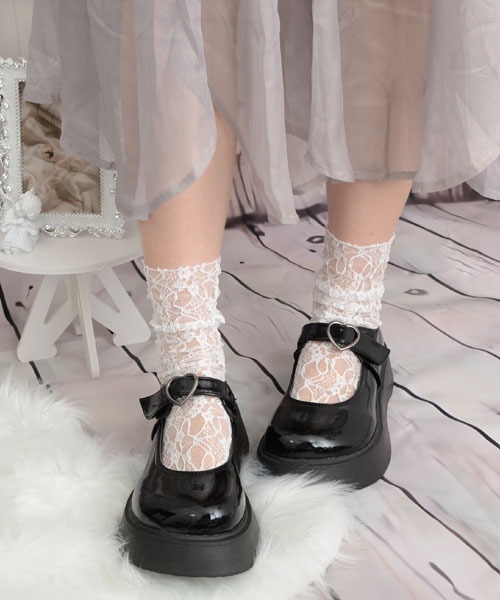 VIBGYOR Women（ヴィブジョー　ウィメン）の「【float】レース  フラワー クルー丈ソックス（ソックス/靴下・レディース・ホワイト/ブラック/アイボリー・FREE）」の17枚目の写真