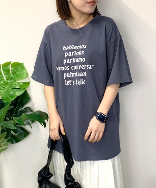 CRB(シーアールビー)の「フロントロゴ半袖Tシャツ(Tシャツ/カットソー・レディース・ホワイト×グリーン/グリーン/ホワイト×ネイビー/チャコール・F)」の4枚目の写真