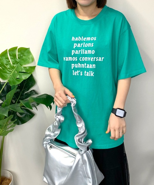 CRB(シーアールビー)の「フロントロゴ半袖Tシャツ(Tシャツ/カットソー・レディース・ホワイト×グリーン/グリーン/ホワイト×ネイビー/チャコール・F)」の5枚目の写真